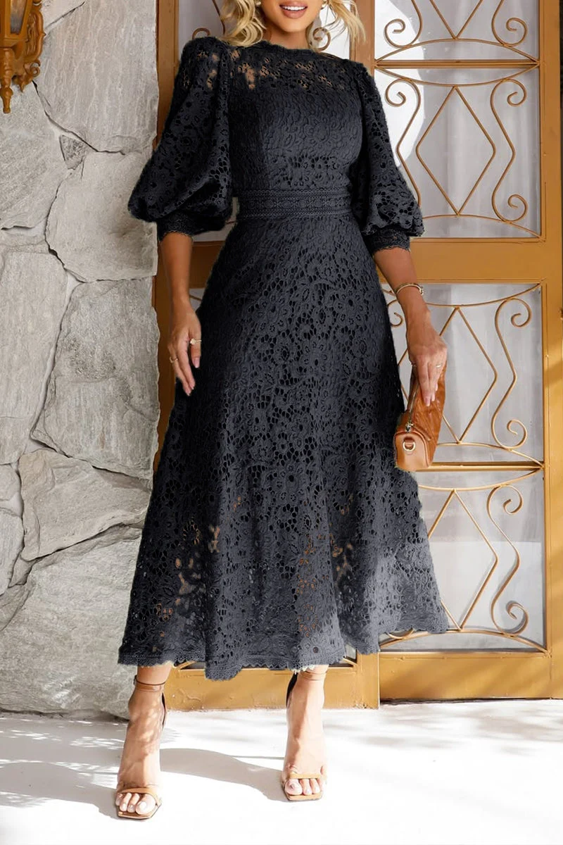 Victoire | Lantern Sleeve Midi Dress