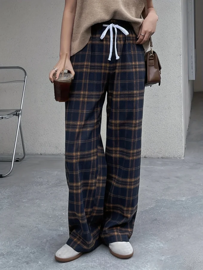 Sidonia | Woven Tartan Check Trousers