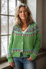 Fair Isle-trui met motief aan de achterkant voor dames editorial product photograph