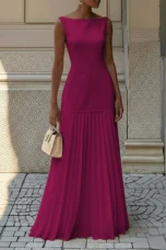 Brigitte | Pleated Gauze Maxi Dress
