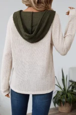 Octavia | Hooded Button-Neck Sweatshirt