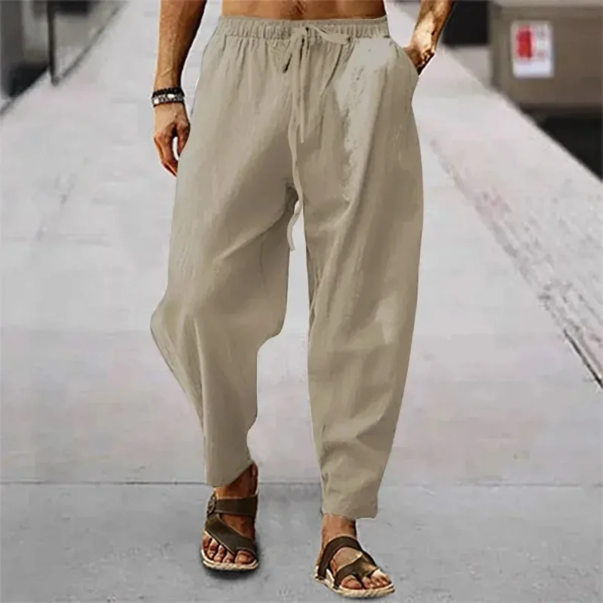Gustave | Cotton Linen Wide Leg Trousers