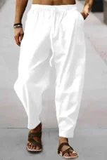 Gustave | Cotton Linen Wide Leg Trousers