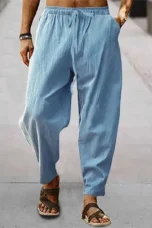 Gustave | Cotton Linen Wide Leg Trousers