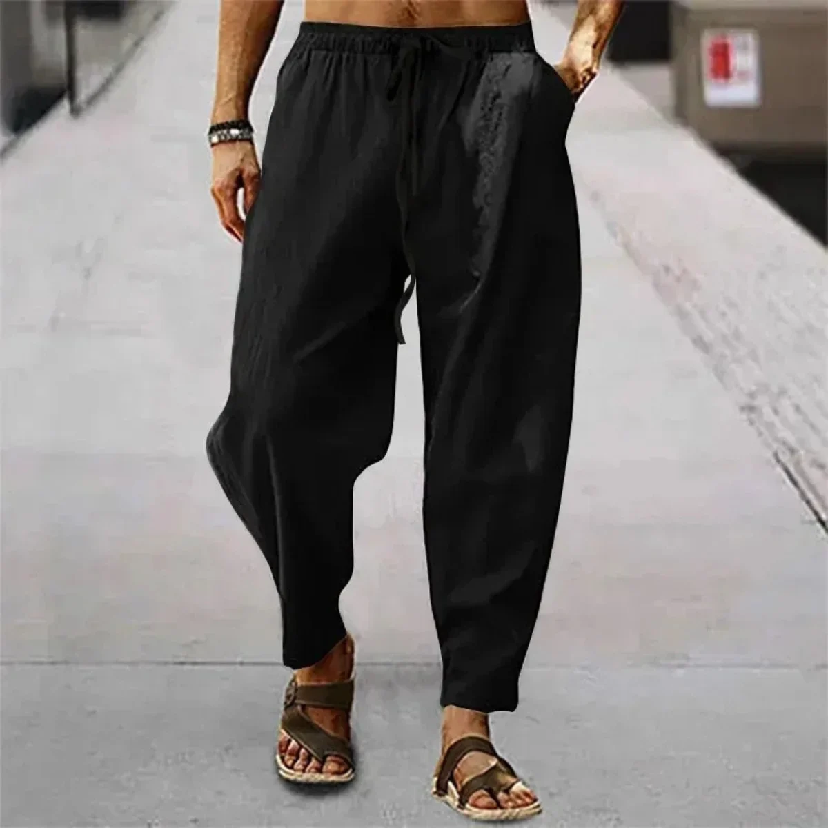 Gustave | Cotton Linen Wide Leg Trousers