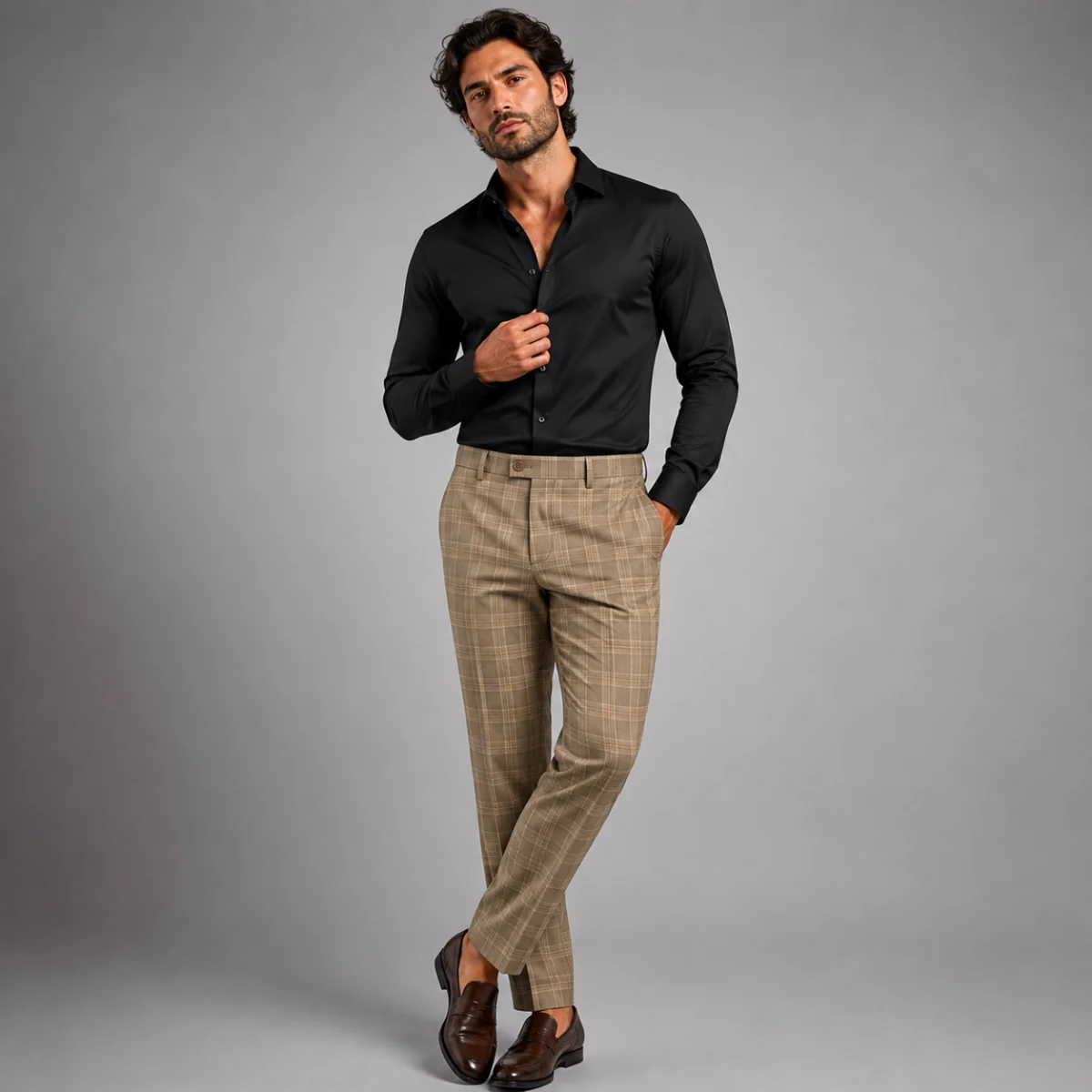 Chantal | Fine Check Slim Trousers