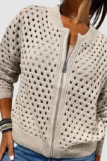 Ninon | Open Knit Zip Cardigan