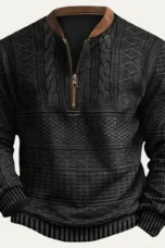 Martial | Elbow Patch Patterned Half Zip