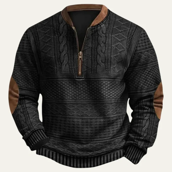 Martial | Elbow Patch Patterned Half Zip