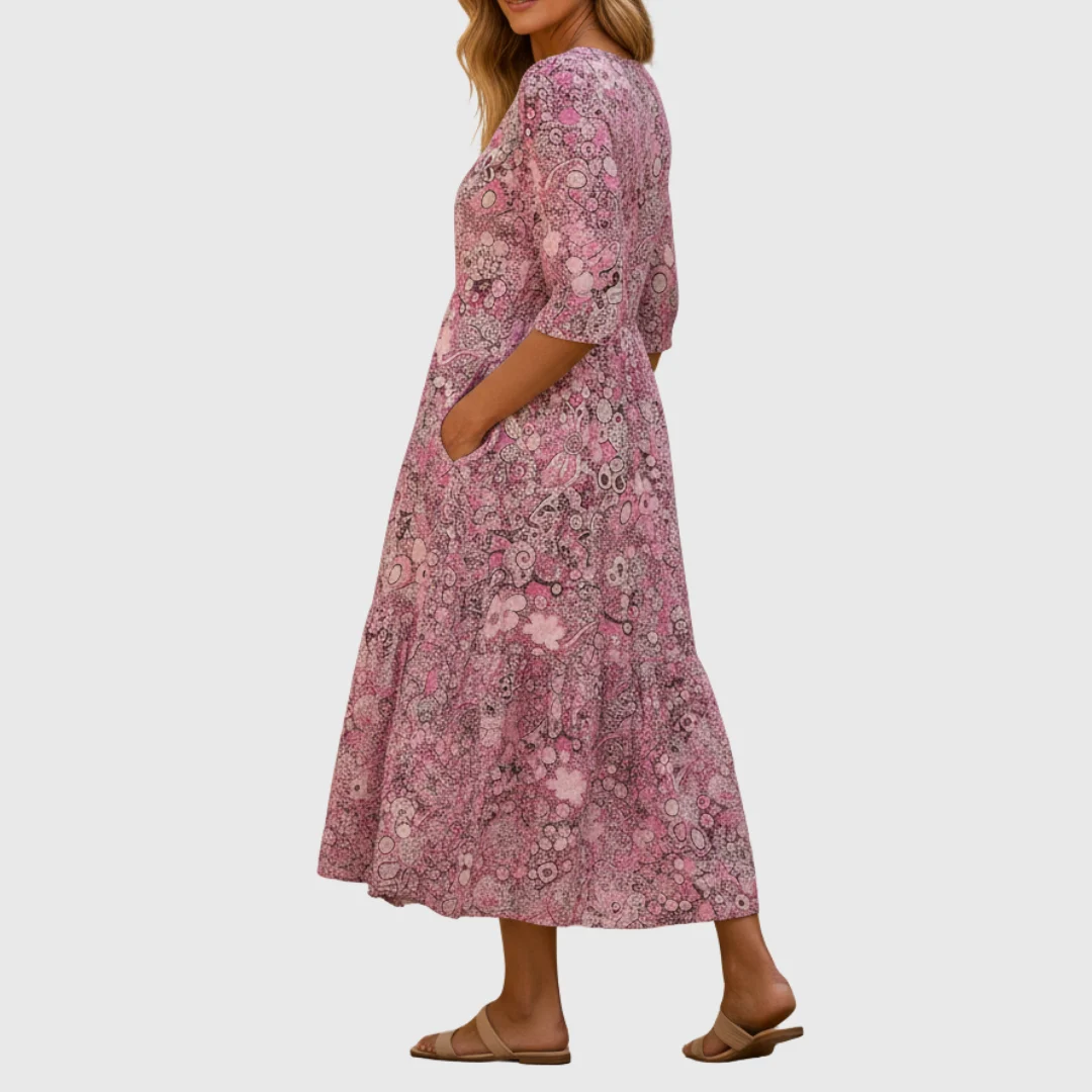 Anastasia | Deep Pocket Draped Midi Dress