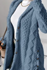 Gaétane | Knitted Argyle Hooded Cardigan