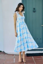 Exilda | Shoulder Tie Smocked Midi Dress