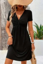 Virginie | Twist Front V-Neck Dress