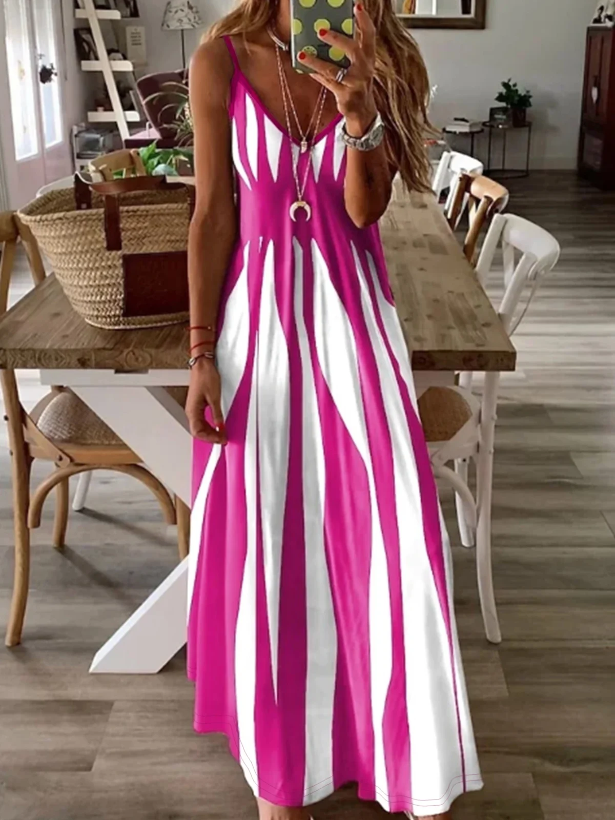 Elmina | Printed Strappy V-Neck Dress