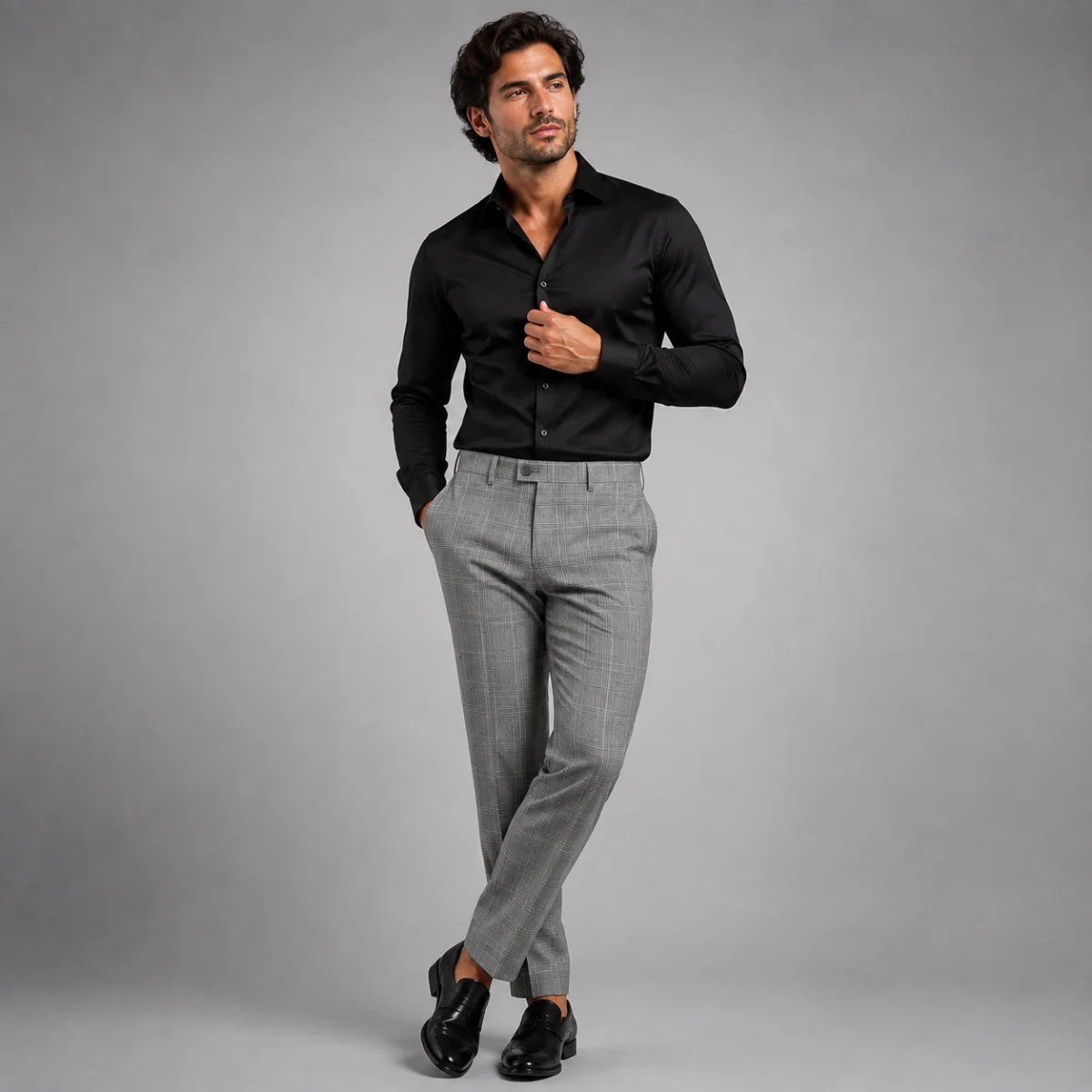 Chantal | Fine Check Slim Trousers