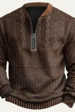 Martial | Elbow Patch Patterned Half Zip