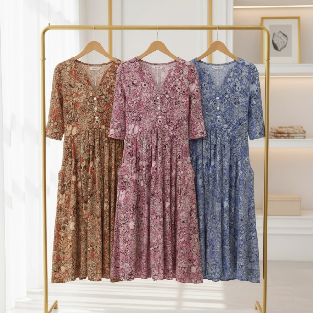 Anastasia | Deep Pocket Draped Midi Dress
