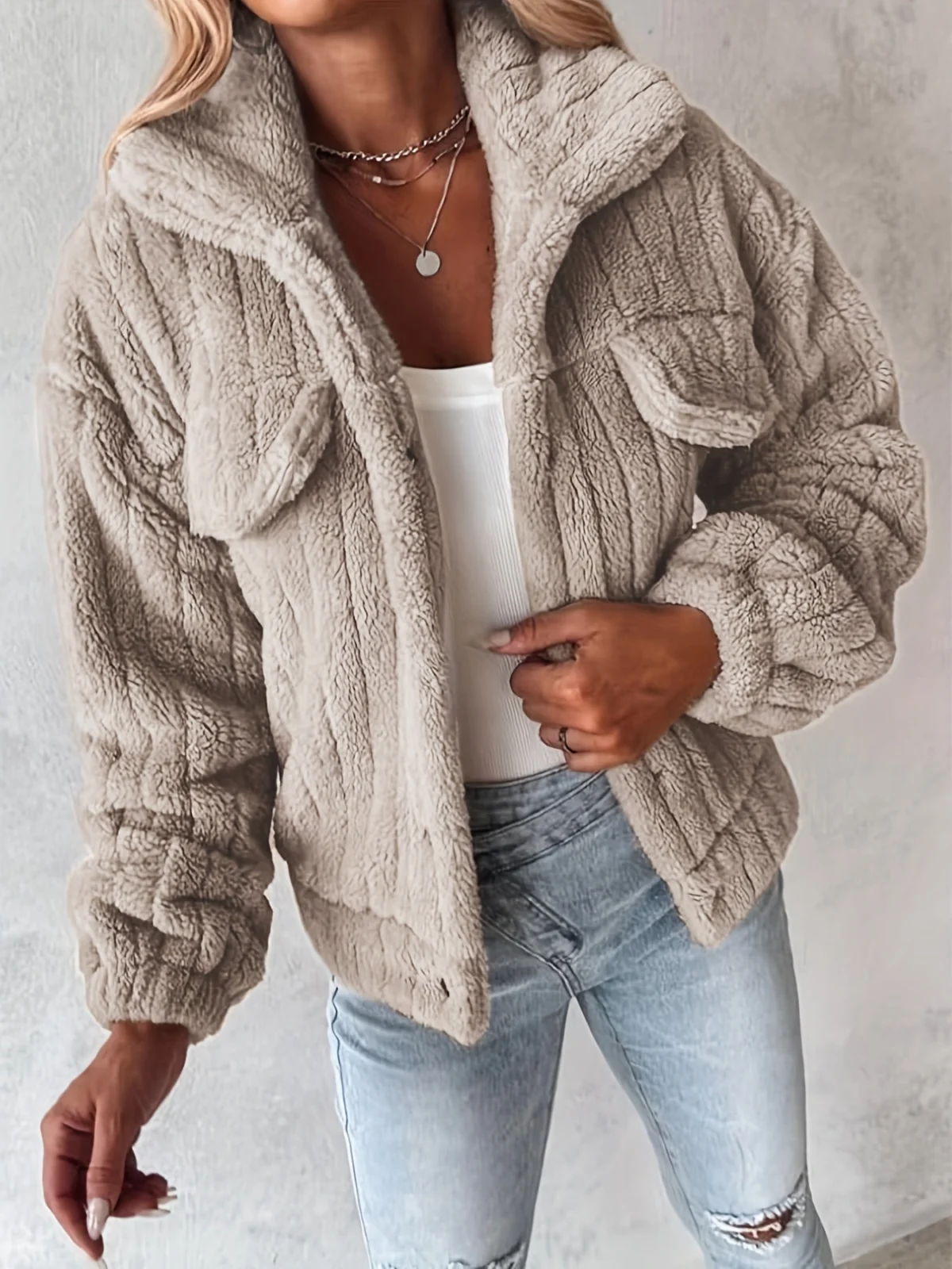 Henriette | Teddy Jacket, Fold-Over Collar