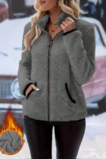Juliette | Plush Zip Coat, Two Deep Pockets