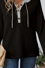 Octavia | Hooded Button-Neck Sweatshirt