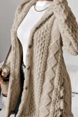 Gaétane | Knitted Argyle Hooded Cardigan