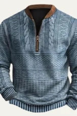 Martial | Elbow Patch Patterned Half Zip
