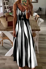 Elmina | Printed Strappy V-Neck Dress