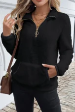 Doris | Half Zip Plush Sweatshirt, Long