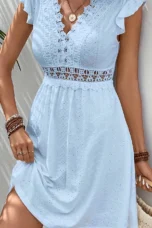 Arlette | Lace Bodice Flutter Sleeve Dress