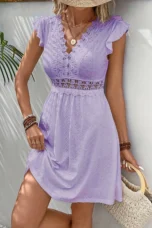 Arlette | Lace Bodice Flutter Sleeve Dress
