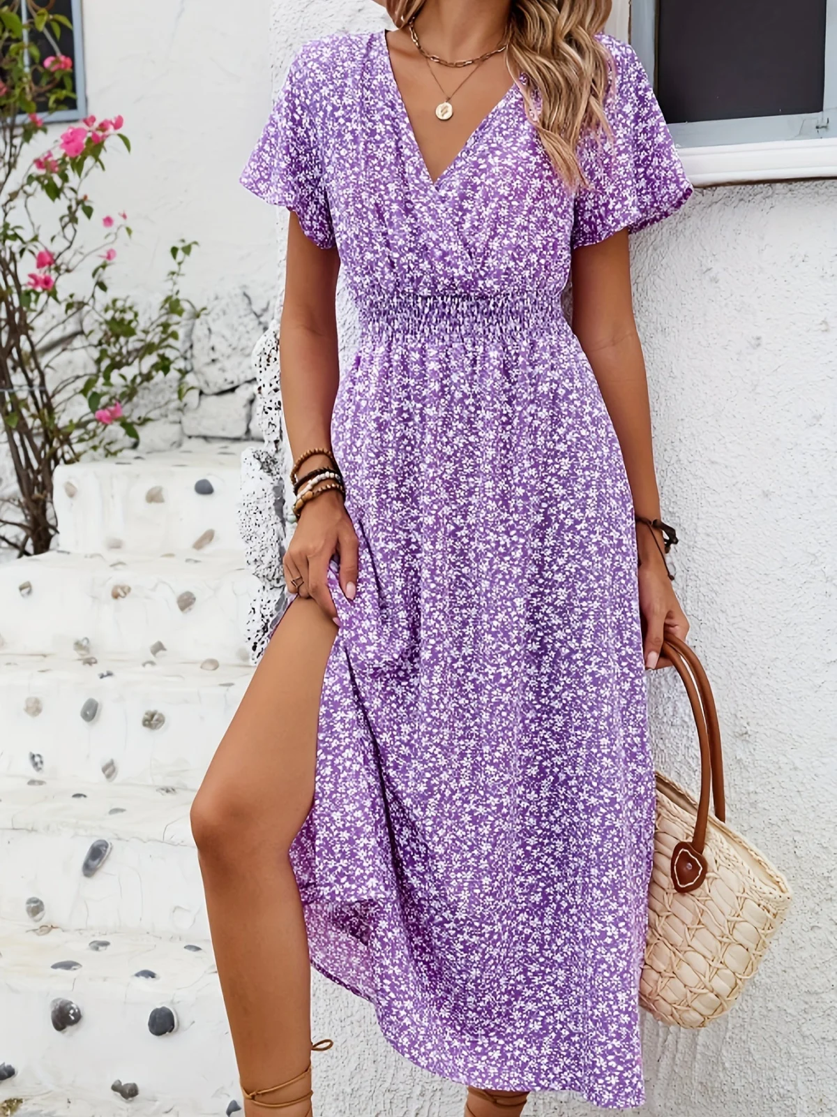 Ozéline | Flutter Sleeve Split Maxi Dress