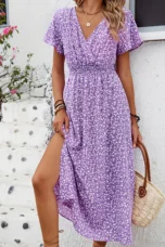 Ozéline | Flutter Sleeve Split Maxi Dress