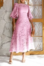 Victoire | Lantern Sleeve Midi Dress