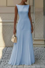 Brigitte | Pleated Gauze Maxi Dress