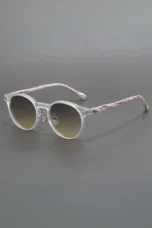 Frosted Wood Effect Round Sunglasses