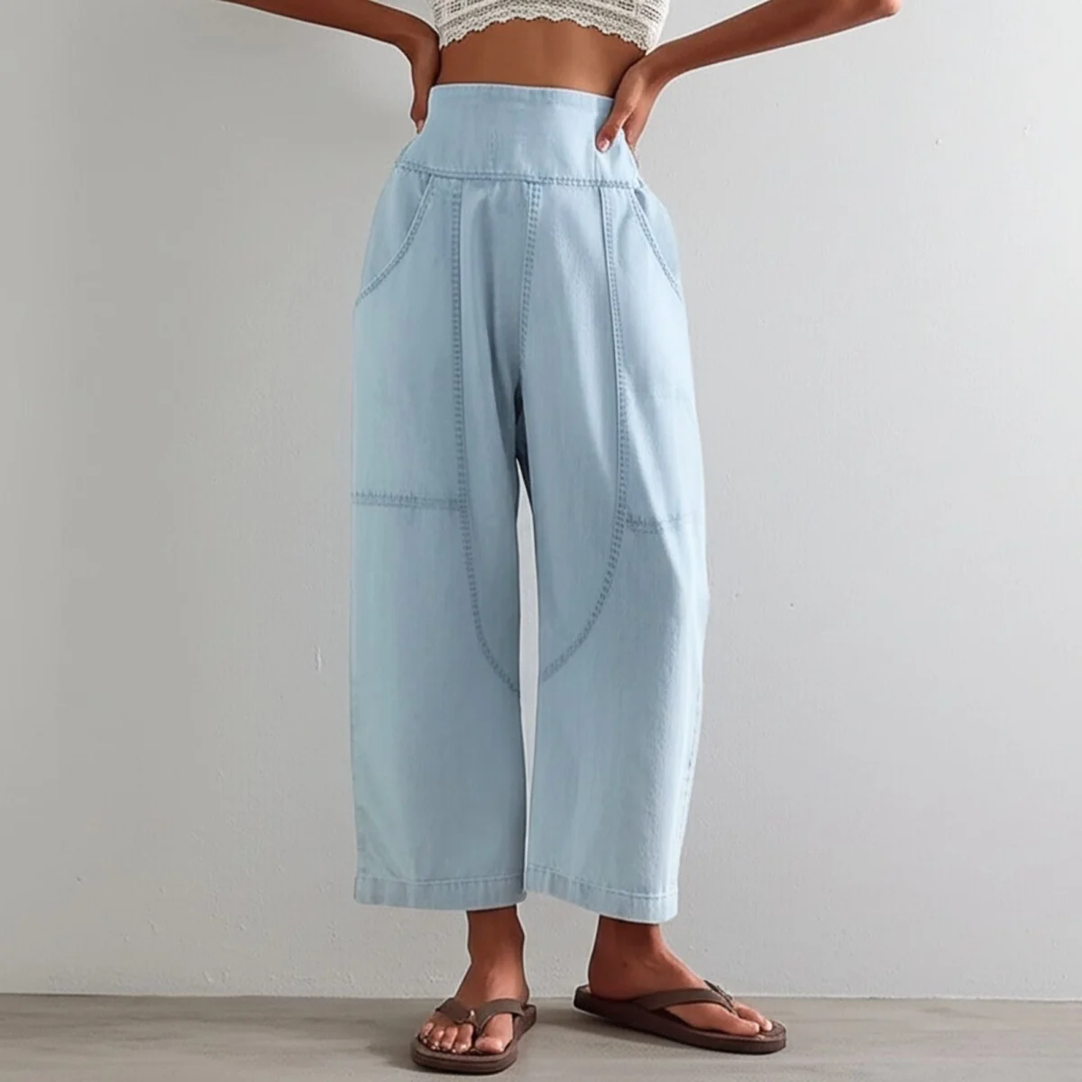 Palmyre | Curved Seam Cotton Linen Pants
