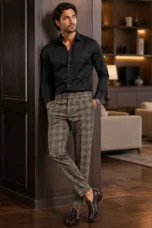 Chantal | Fine Check Slim Trousers
