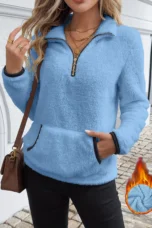 Doris | Half Zip Plush Sweatshirt, Long