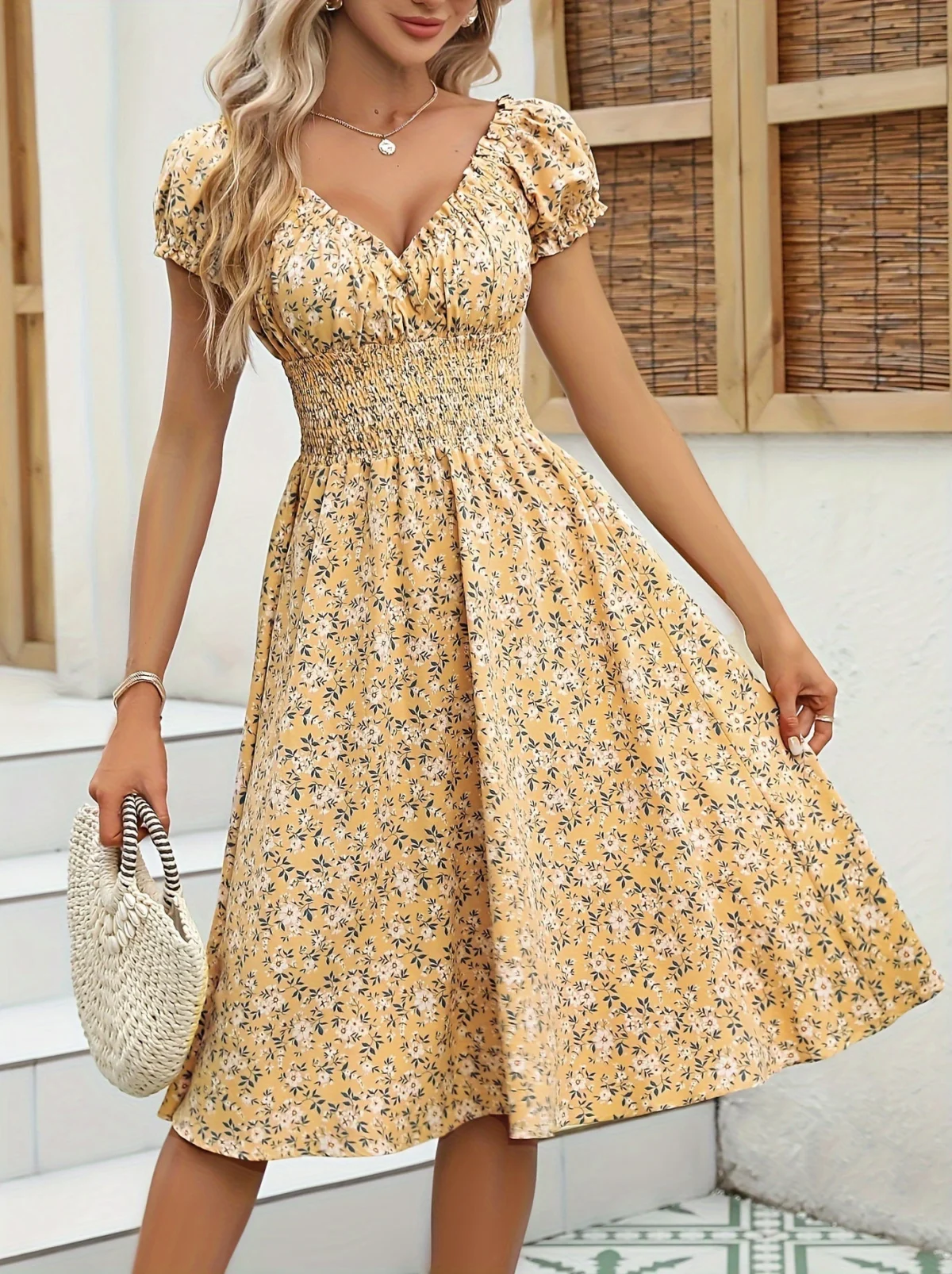Sophronie | Pleated Frayed Hem Midi Dress