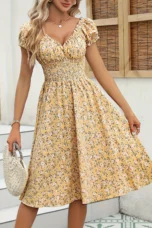 Sophronie | Pleated Frayed Hem Midi Dress