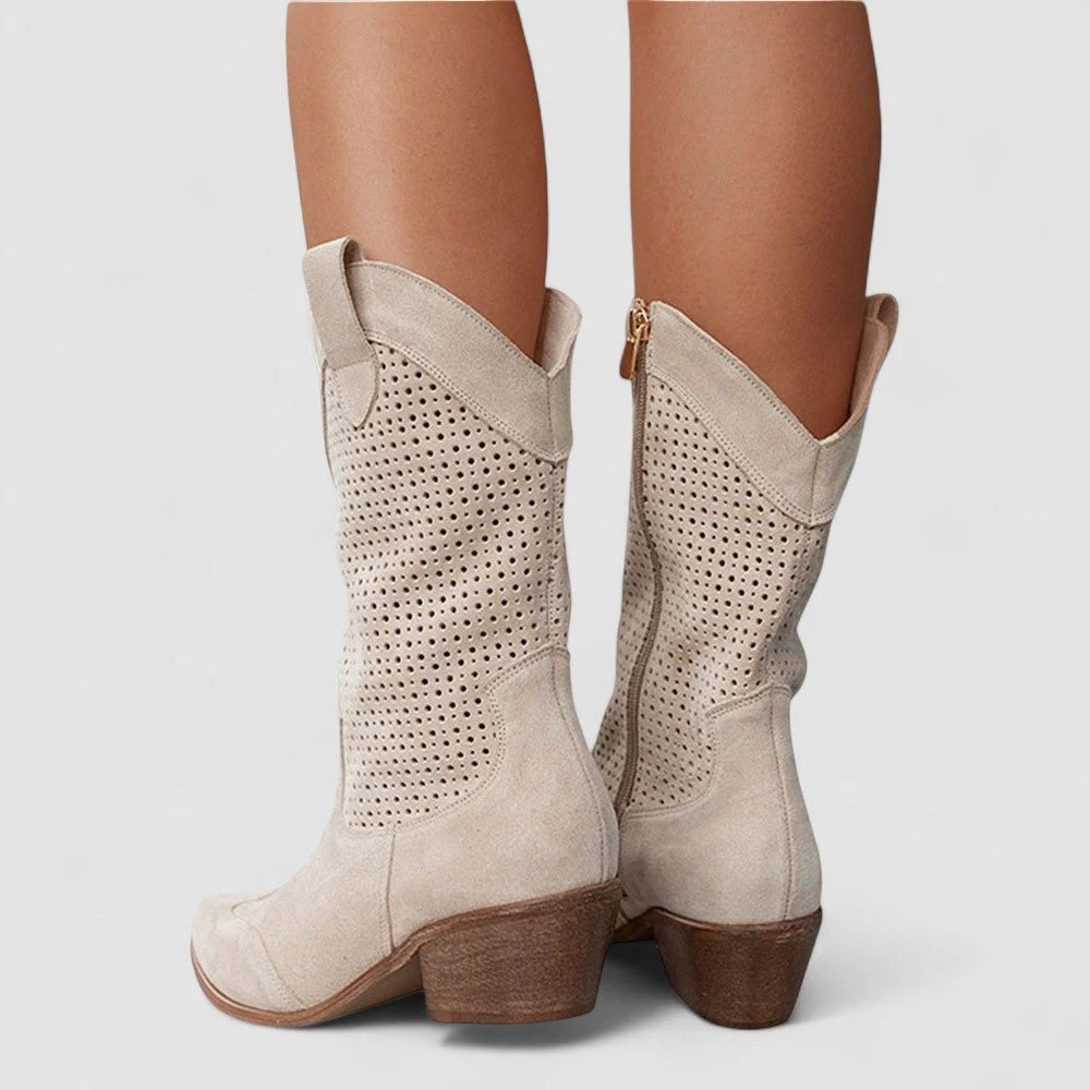 Rachel | Suede Western Boots, Gel Sole
