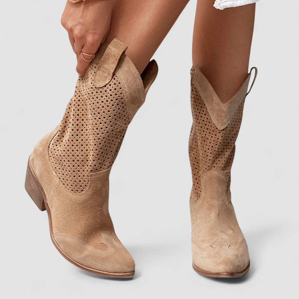 Rachel | Suede Western Boots, Gel Sole
