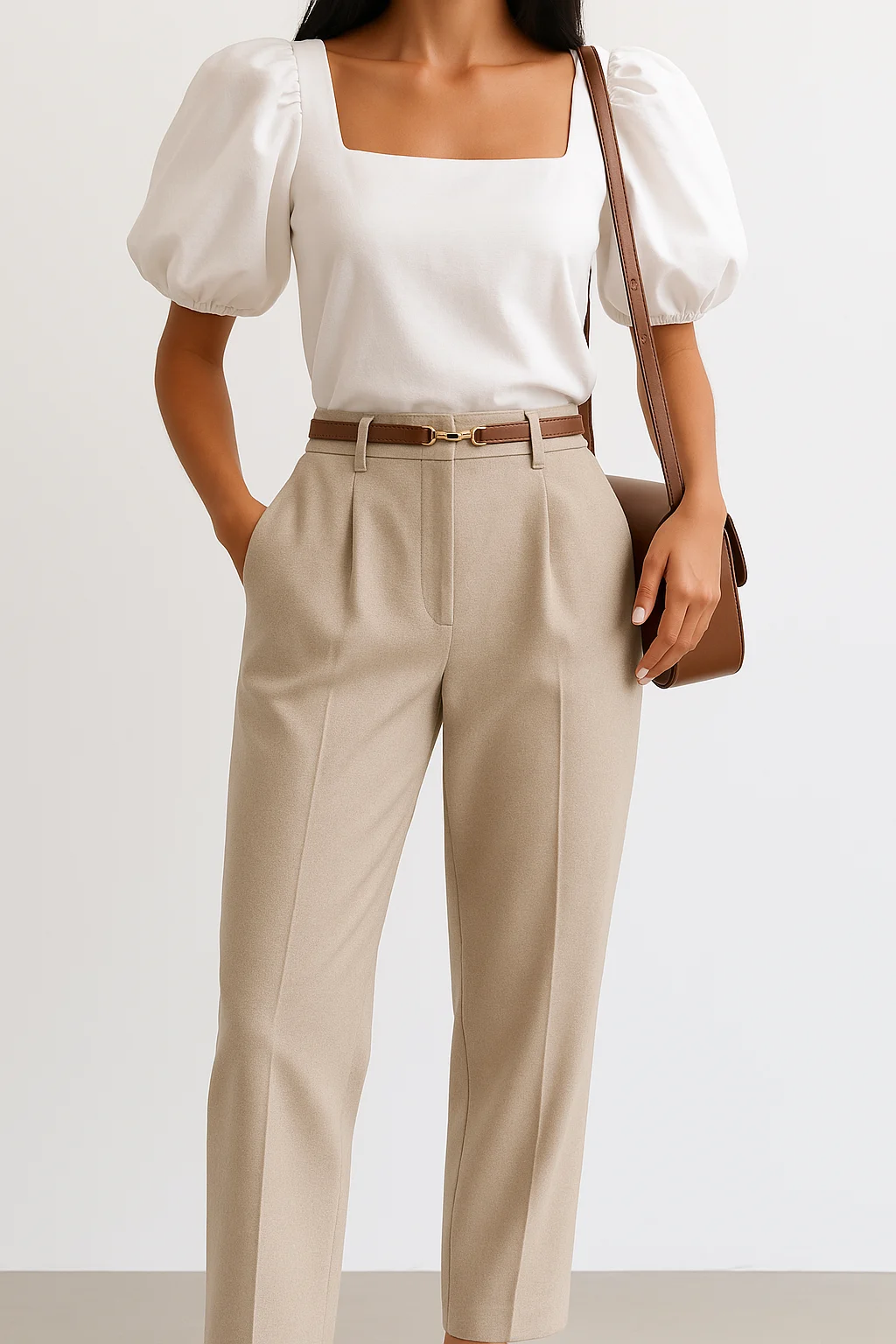 Adelia | 50% Wool Belted Wide Leg Trousers