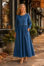 Aimée | 100% Cotton Denim Maxi Dress