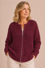 Ninon | Open Knit Zip Cardigan