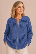 Ninon | Open Knit Zip Cardigan
