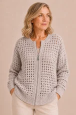 Ninon | Open Knit Zip Cardigan