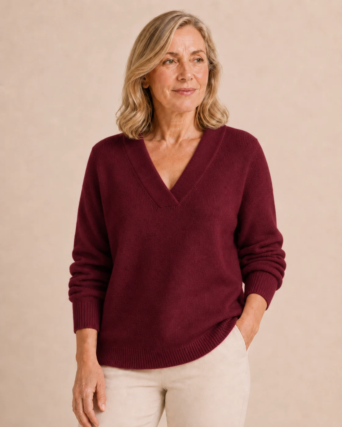 Louisa | Deep V-Neck Wool Sweater