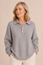Lauraine | Textured Knit Polo Sweater