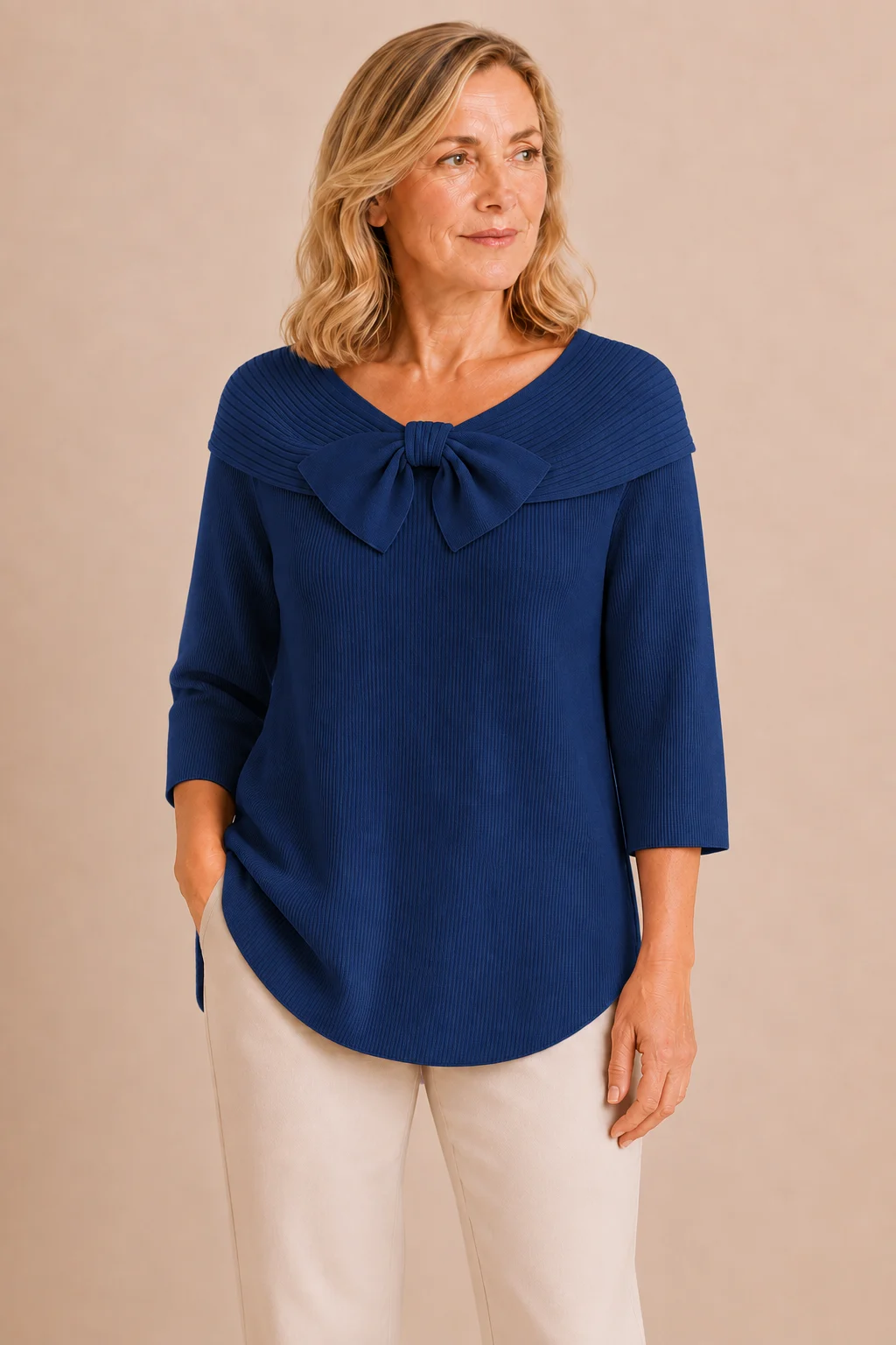 Yolaine | Wide Bow Collar Sweater